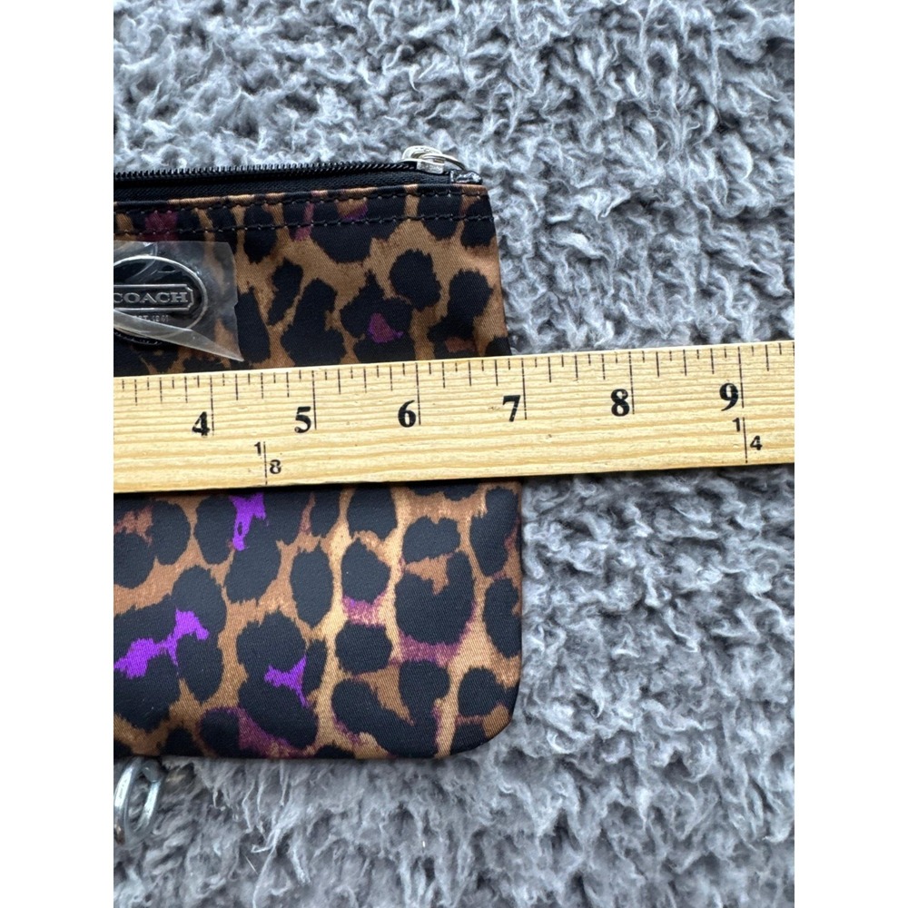 NWT Coach Leopard Print Nylon Weekender Tote Bag Multicolor w/ Pouch 11 x 8.5 - Picture 7 of 11